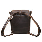 10" Convertible Crossbody in Dark Coffee Brown, back view with slip pocket and backpack straps