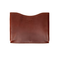 14" Horizontal Laptop Sleeve in Chestnut, front view with curved top opening and logo