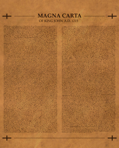 Leather Magna Carta in tan, full two-column text printed on leather with title header