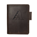 Leather Journal Cover - Arizona Diamondbacks in Dark Coffee Brown, front cover with embossed Diamondbacks A logo