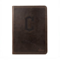 Leather Portfolio - Cleveland Guardians in Dark Coffee Brown, front cover with embossed C logo