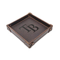 Tampa Bay Rays Leather Valet Tray in Dark Coffee Brown with riveted corners and embossed TB logo
