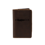 Leather Business Card Holder - Toronto Blue Jays World Series in Dark Coffee Brown, printed World Series 2025 logo