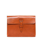 Silverback Document Holder in English Tan, front view with flap and riveted tab closure