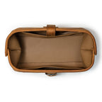 Little Big Mouth Toiletry Bag in Tobacco, top view open and empty showing the wide mouth and lined interior