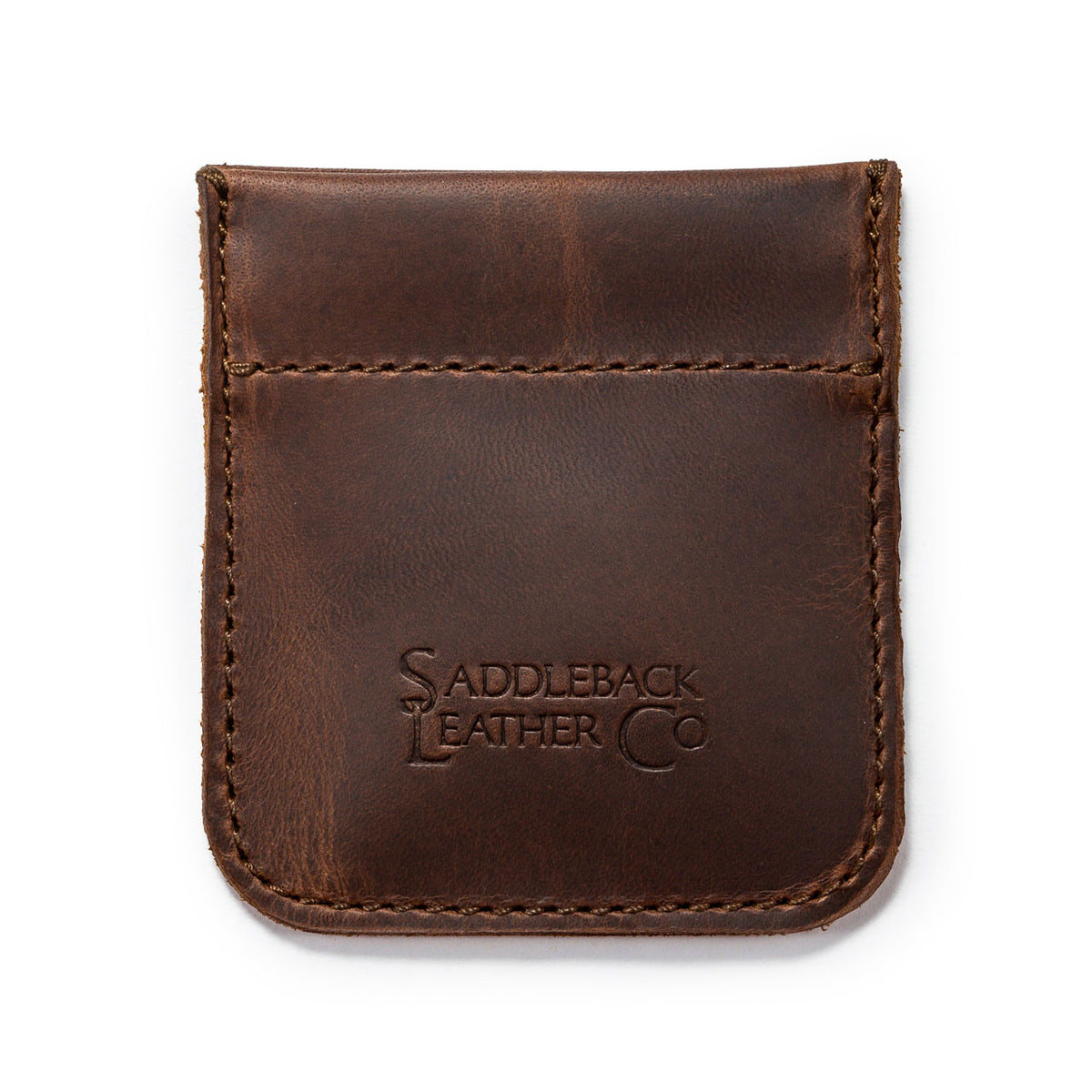 Bear Trap Leather Coin Purse in Dark Coffee Brown, front view with embossed Saddleback Leather Co. logo