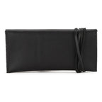 Cash & Receipt Bag in Black, back view with wrapped leather tie