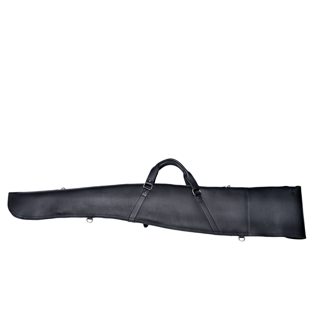 Shotgun Sleeve in Black, back side view with handle straps and D-rings
