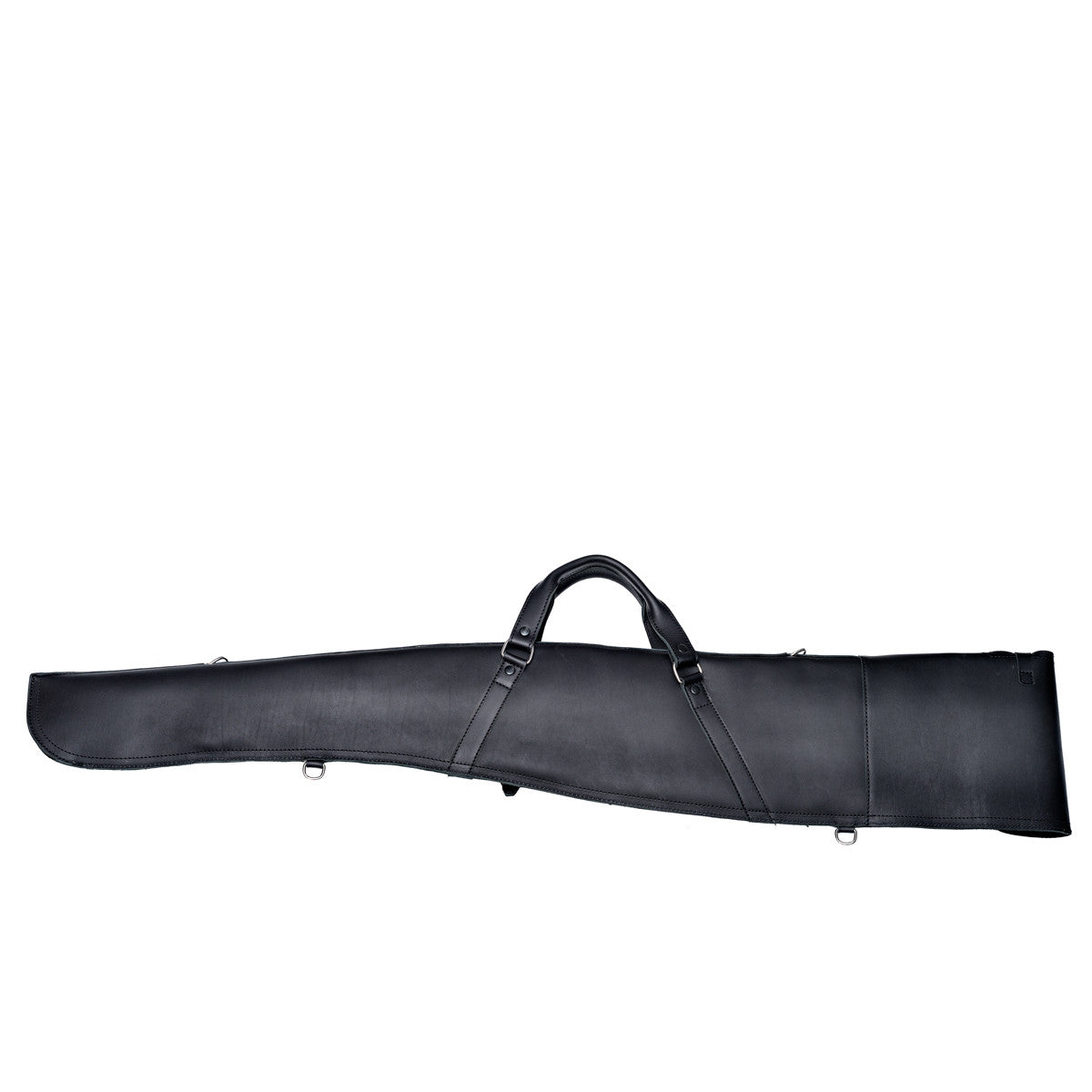 Shotgun Sleeve in Black, back side view with handle straps and D-rings