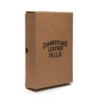 Leather Restoration Kit Chamberlain's Leather Milk, closed kraft gift box with printed logo
