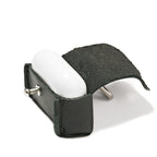 Leather AirPods Pro Case in Black with the flap open and the white charging case inside
