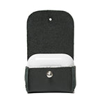 Leather AirPods Pro Case in Black, flap open showing the closed charging case seated inside