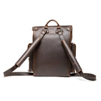 Tank Backpack in Dark Coffee Brown, back view with padded shoulder straps and top handle