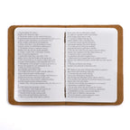 Leather Pocket Bible, Book of Proverbs in Tobacco lying open to show the printed verses inside