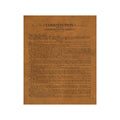 Leather Constitution of the United States, tan leather first page with title and We the People preamble