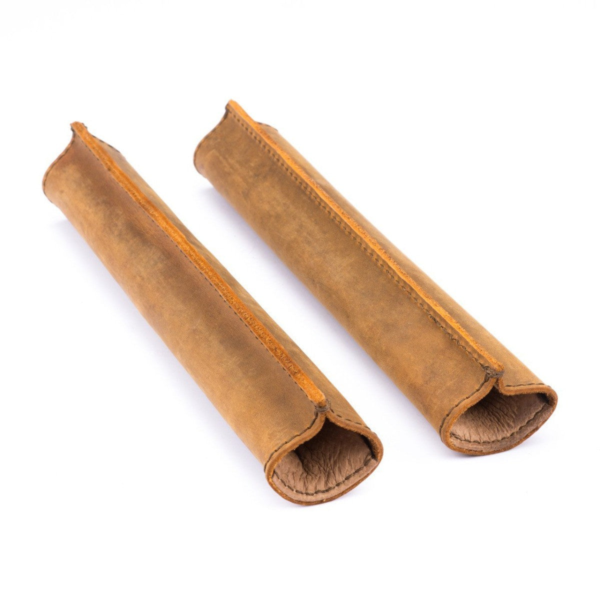 Backpack Tube Pads in Tobacco, pair of leather shoulder strap pads