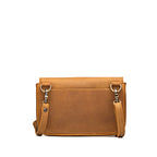 Magnetic Fold Over Bag Medium in Tobacco, back view with rear slip pocket and strap clips