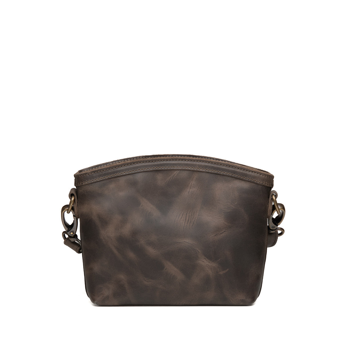 Lanita Small Crossbody in charcoal gray, plain back view with strap clips