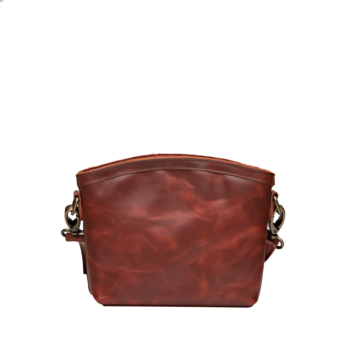 Lanita Small Crossbody in Chestnut, plain back view with strap clips