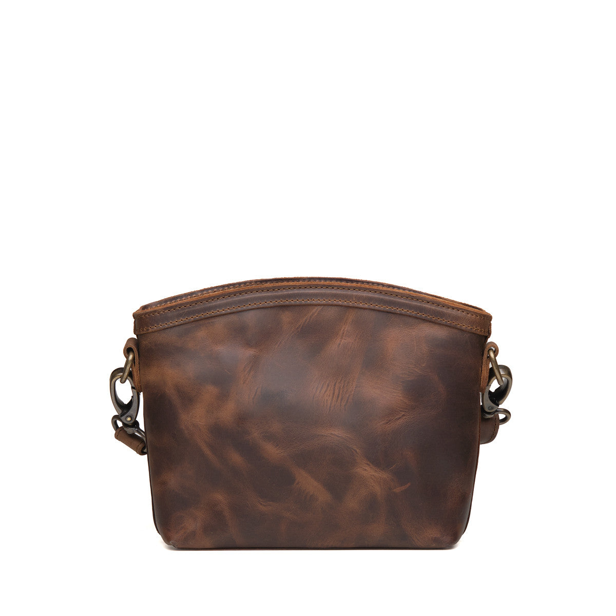 Lanita Small Crossbody in Dark Coffee Brown, plain back view with strap clips