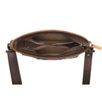 Lanita Small Crossbody in Dark Coffee Brown, top-down view of unzipped interior with slip pockets