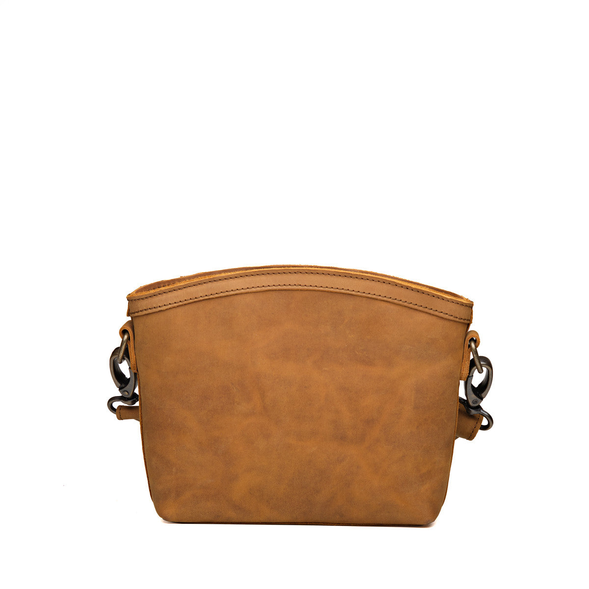 Lanita Small Crossbody in Tobacco, plain back view with strap clips