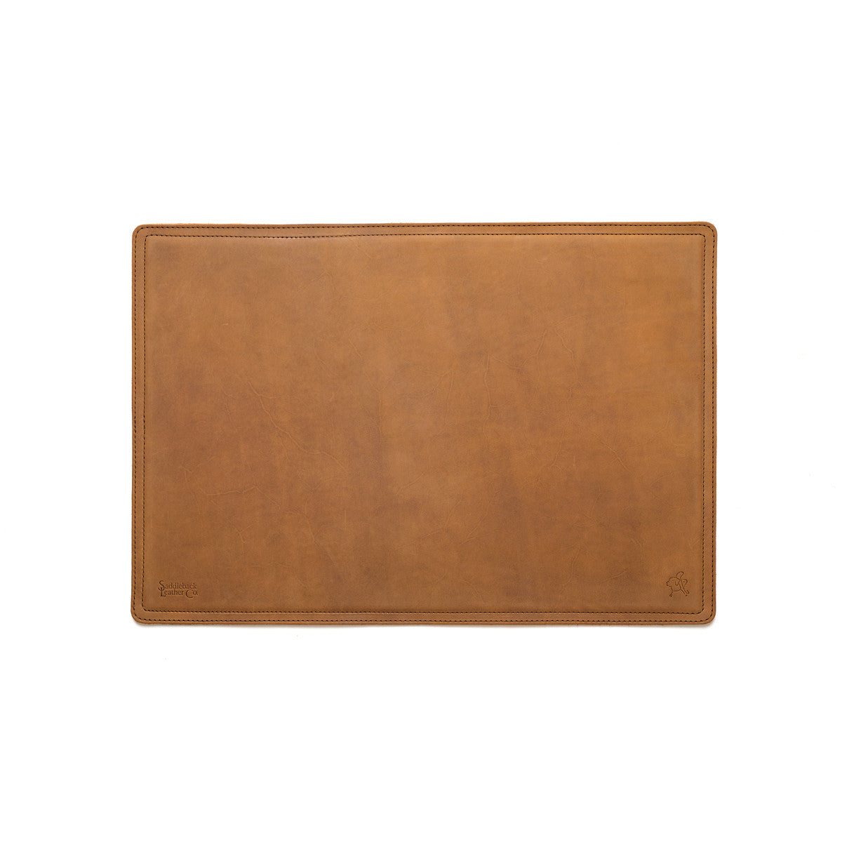 Leather Desk Pad New Design in Tobacco, empty top view