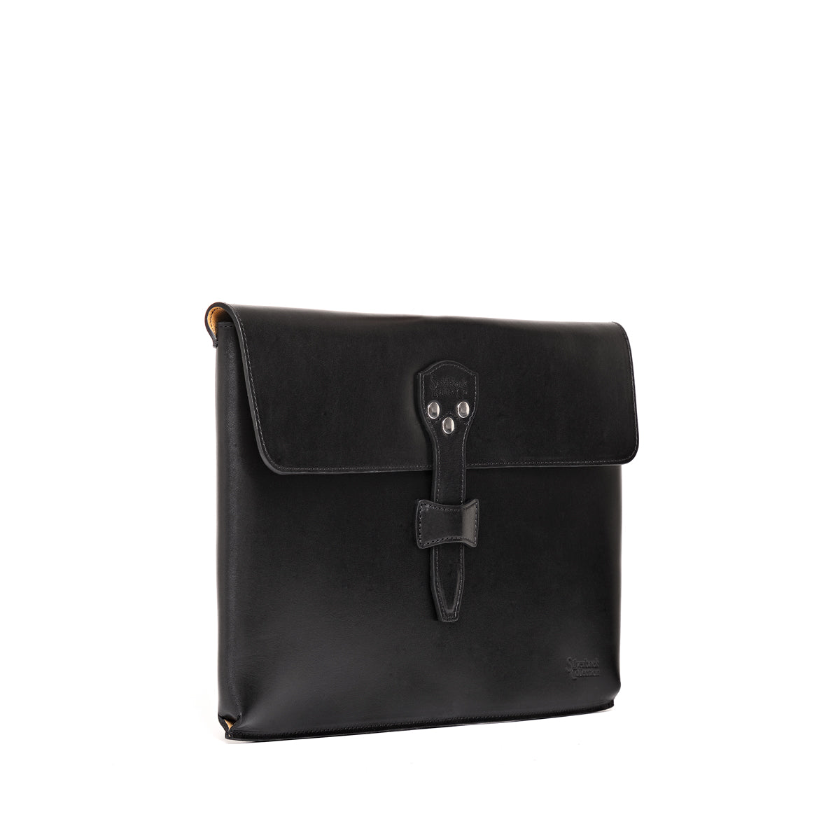 Silverback Document Holder in Black, angled front view with riveted tab closure