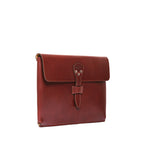 Silverback Document Holder in Chestnut, angled front view with riveted tab closure