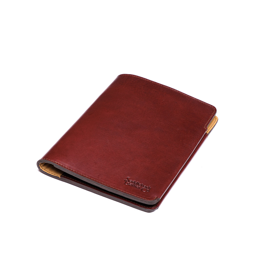 J.R.R. Tolkien Journal Cover in Oxblood, closed angled view with debossed logo