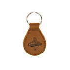 Leather Keychain - Los Angeles Dodgers World Series Champions in Tobacco, teardrop fob engraved with champions logo