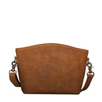 Lanita Medium Crossbody in Tobacco, back view of plain leather side with strap clips