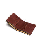 Large Bifold Wallet in Chestnut, opened flat showing the interior card slots, angled view