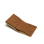 Large Bifold Wallet in Tobacco, opened flat showing the interior card slots, angled view