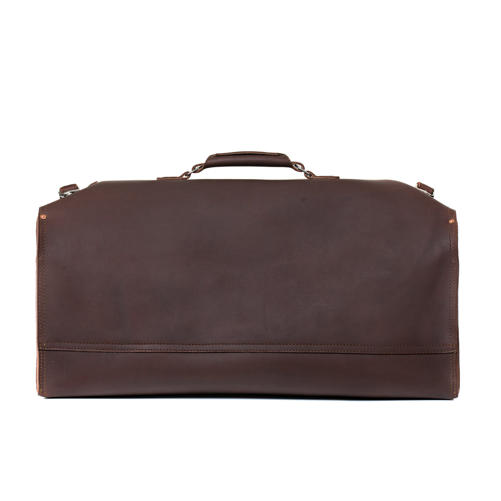 27" Adolescent Beast Duffle Bag in Chestnut, back view with smooth panel and top handle
