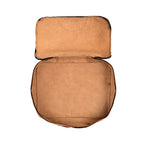 Pigskin Leather Packing Cube Set, large cube unzipped flat showing the empty suede interior