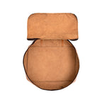 Pigskin Leather Packing Cube Set, medium cube unzipped flat showing the empty suede interior