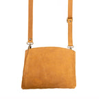Leather Organizer Crossbody in Tobacco, back view with adjustable strap