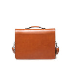 Livingstone Briefcase in English Tan, back view with top handle