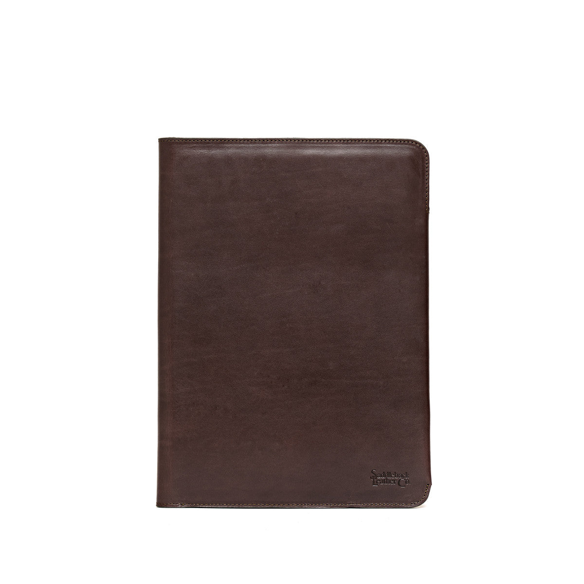 New Design Medium Portfolio in Dark Coffee Brown, closed front view