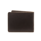 Medium Bifold Leather Wallet in Dark Coffee Brown, closed back view