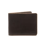 Medium Bifold Leather Wallet in Dark Coffee Brown, closed front view