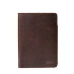 Medium Moleskin Cover in Dark Coffee Brown, closed front view with stitched edges and debossed logo