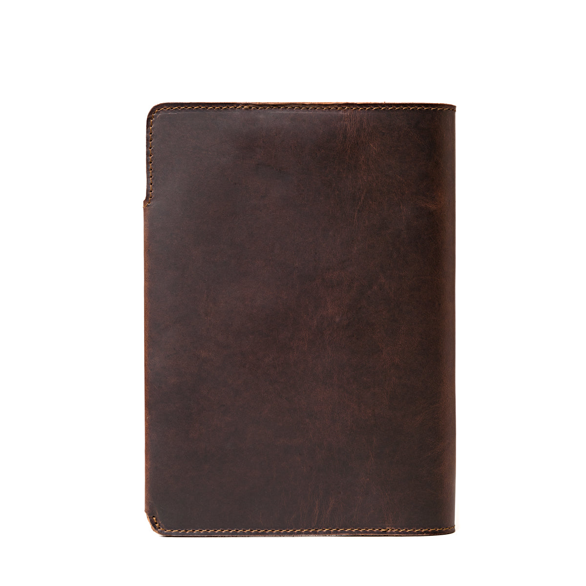 Medium Moleskin Cover in Dark Coffee Brown, back view of the closed cover