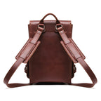 Small Front Pocket Backpack in Chestnut, back view showing the padded shoulder straps and top handle