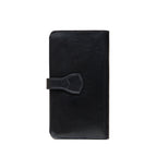 Big Wallet in Raven Black, closed back view with the strap tab wrapping around