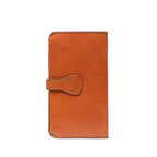 Big Wallet in English Tan, closed back view with the strap tab wrapping around