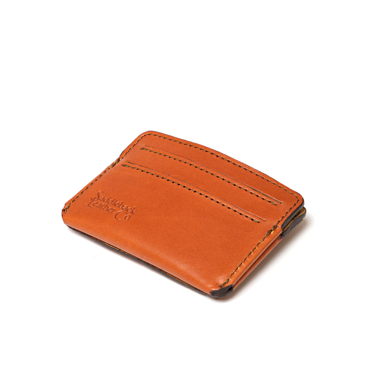 Silverback Front Pocket Leather ID Wallet in English Tan, angled view of empty card slot side