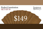 Pocket Declaration/Constitution Set of 10 in Tobacco fanned out, banner reading Pocket Constitution Set of 10, $149