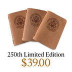 Leather Pocket Notebook Set 250th Limited Edition, three notebooks embossed with an anniversary seal, $39.00